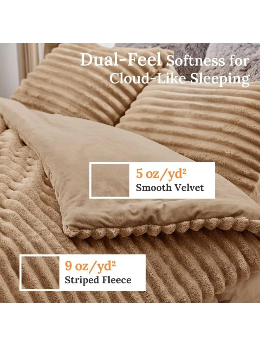 Cozy Twin/Twin XL Fleece Comforter Set - 2 Piece Bedding in Light Brown